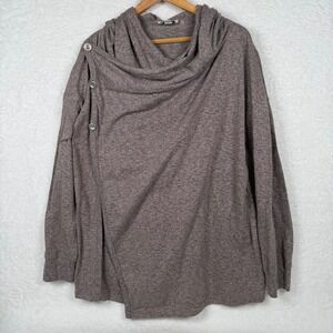 Simply Noelle Cowl Neck Asymmetrical Button‎ Tunic Sweater Mauve L/XL